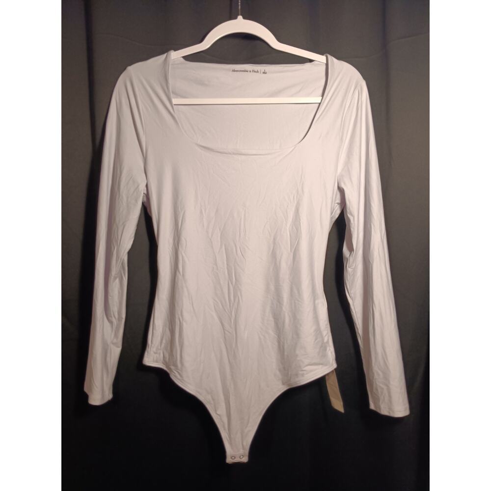 Abercrombie Fitch Soft Matte Seamless Long Sleeve Square Neck Bodysuit Large NWT